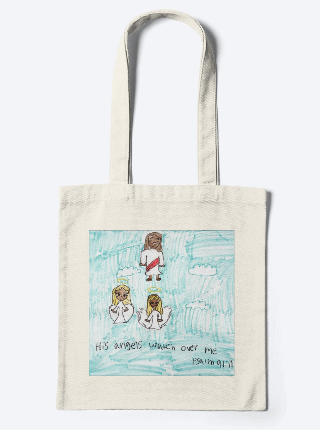 "His Angels Watch Over Me" Tote Bag